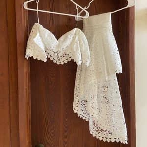 Two Sisters 2 Piece White Lace Gown - Size S